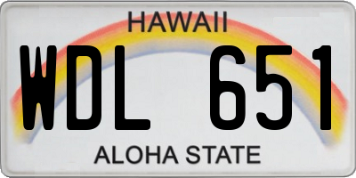 HI license plate WDL651