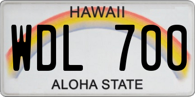 HI license plate WDL700