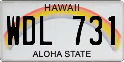 HI license plate WDL731