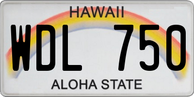 HI license plate WDL750