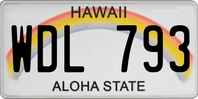 HI license plate WDL793