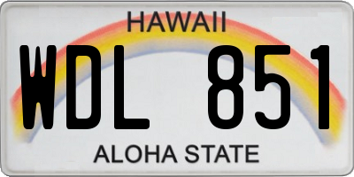 HI license plate WDL851