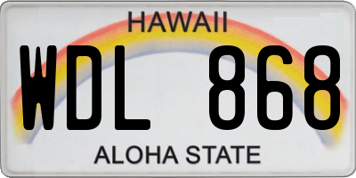 HI license plate WDL868