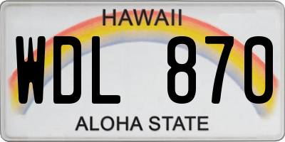 HI license plate WDL870