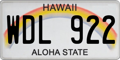 HI license plate WDL922