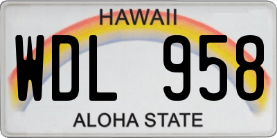 HI license plate WDL958