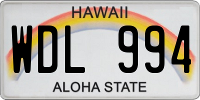 HI license plate WDL994