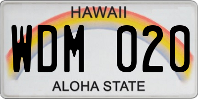 HI license plate WDM020