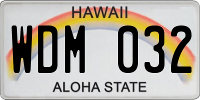 HI license plate WDM032