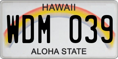 HI license plate WDM039