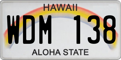 HI license plate WDM138