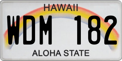 HI license plate WDM182