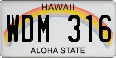 HI license plate WDM316