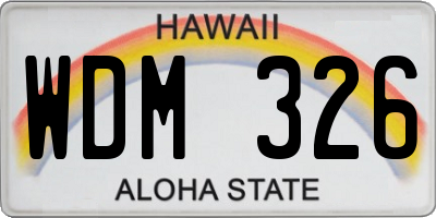 HI license plate WDM326