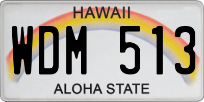 HI license plate WDM513