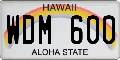 HI license plate WDM600