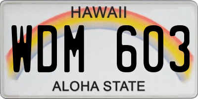 HI license plate WDM603