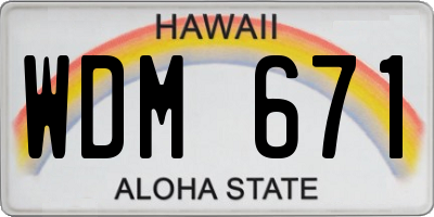 HI license plate WDM671