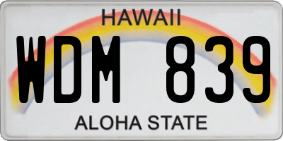 HI license plate WDM839