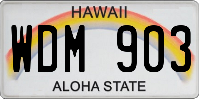 HI license plate WDM903