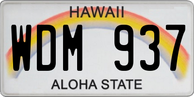 HI license plate WDM937