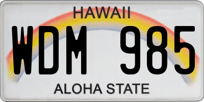 HI license plate WDM985