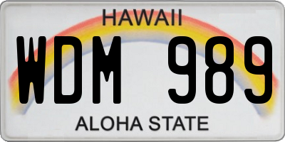 HI license plate WDM989