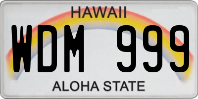 HI license plate WDM999