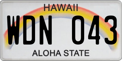 HI license plate WDN043