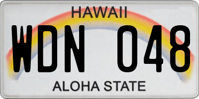 HI license plate WDN048