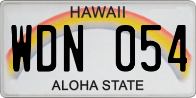 HI license plate WDN054