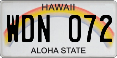 HI license plate WDN072