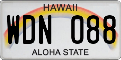 HI license plate WDN088