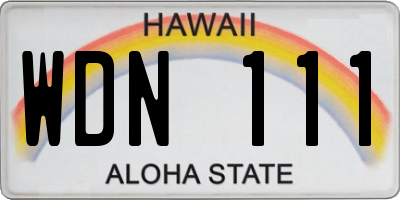 HI license plate WDN111