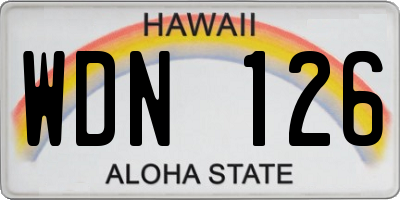 HI license plate WDN126