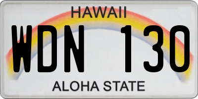 HI license plate WDN130