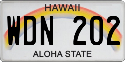 HI license plate WDN202