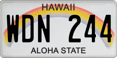 HI license plate WDN244