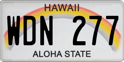 HI license plate WDN277