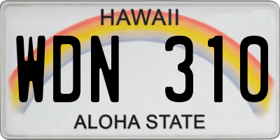 HI license plate WDN310