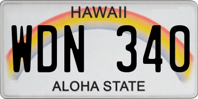 HI license plate WDN340