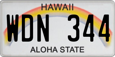 HI license plate WDN344
