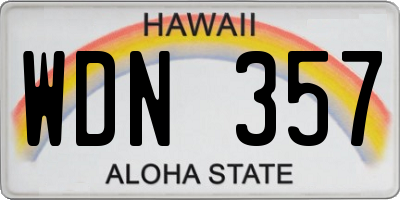HI license plate WDN357