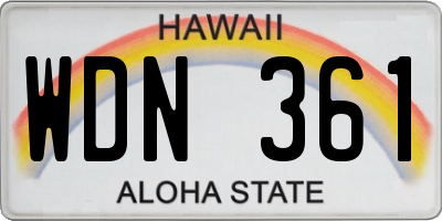 HI license plate WDN361