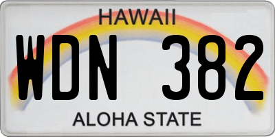 HI license plate WDN382