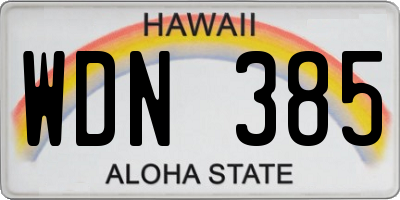 HI license plate WDN385