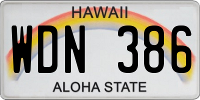 HI license plate WDN386