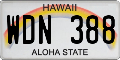 HI license plate WDN388