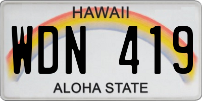 HI license plate WDN419