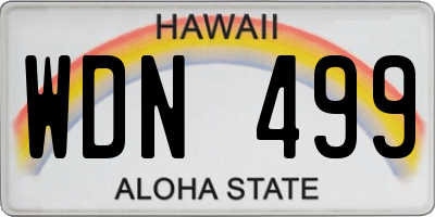HI license plate WDN499